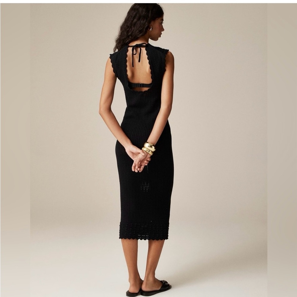 NWT J. Crew Crochet Black Open Midi Dress size Medium